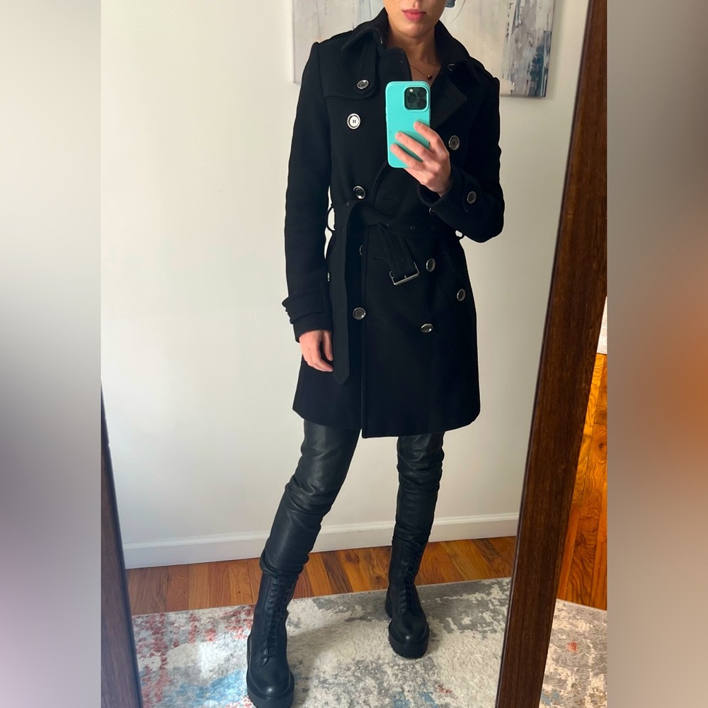 BURBERRY Womens Black Wool Coat